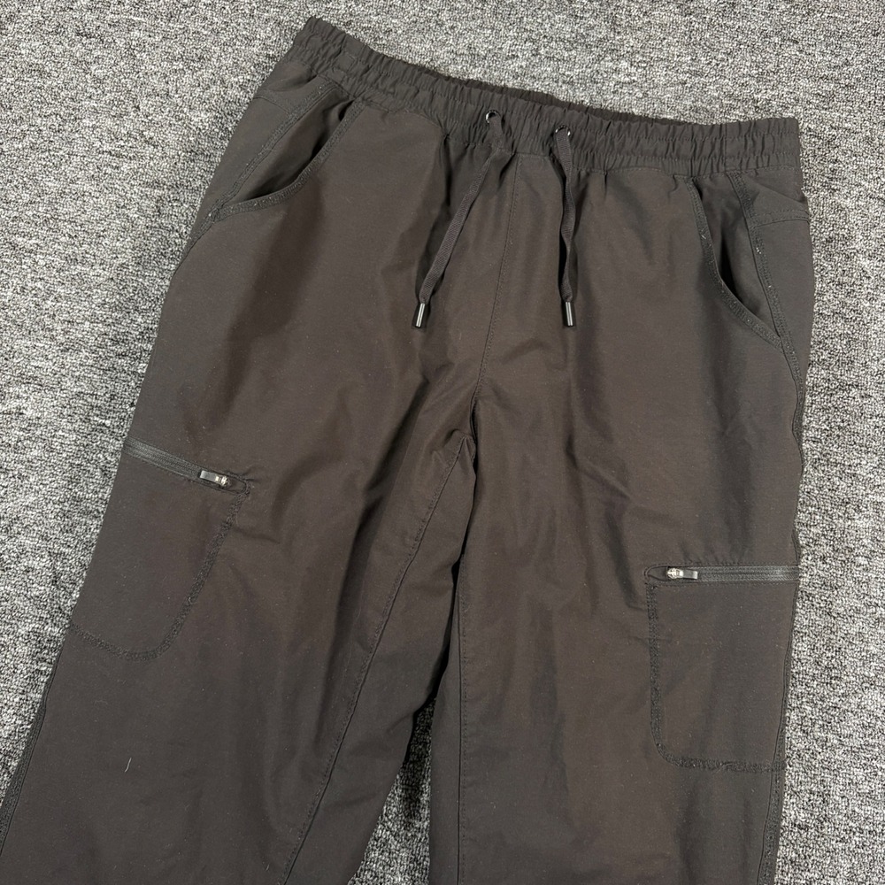 Eddie Bauer Cargo Joggers Womens 8 Black Fleece Lined Plaid Hiking Pants